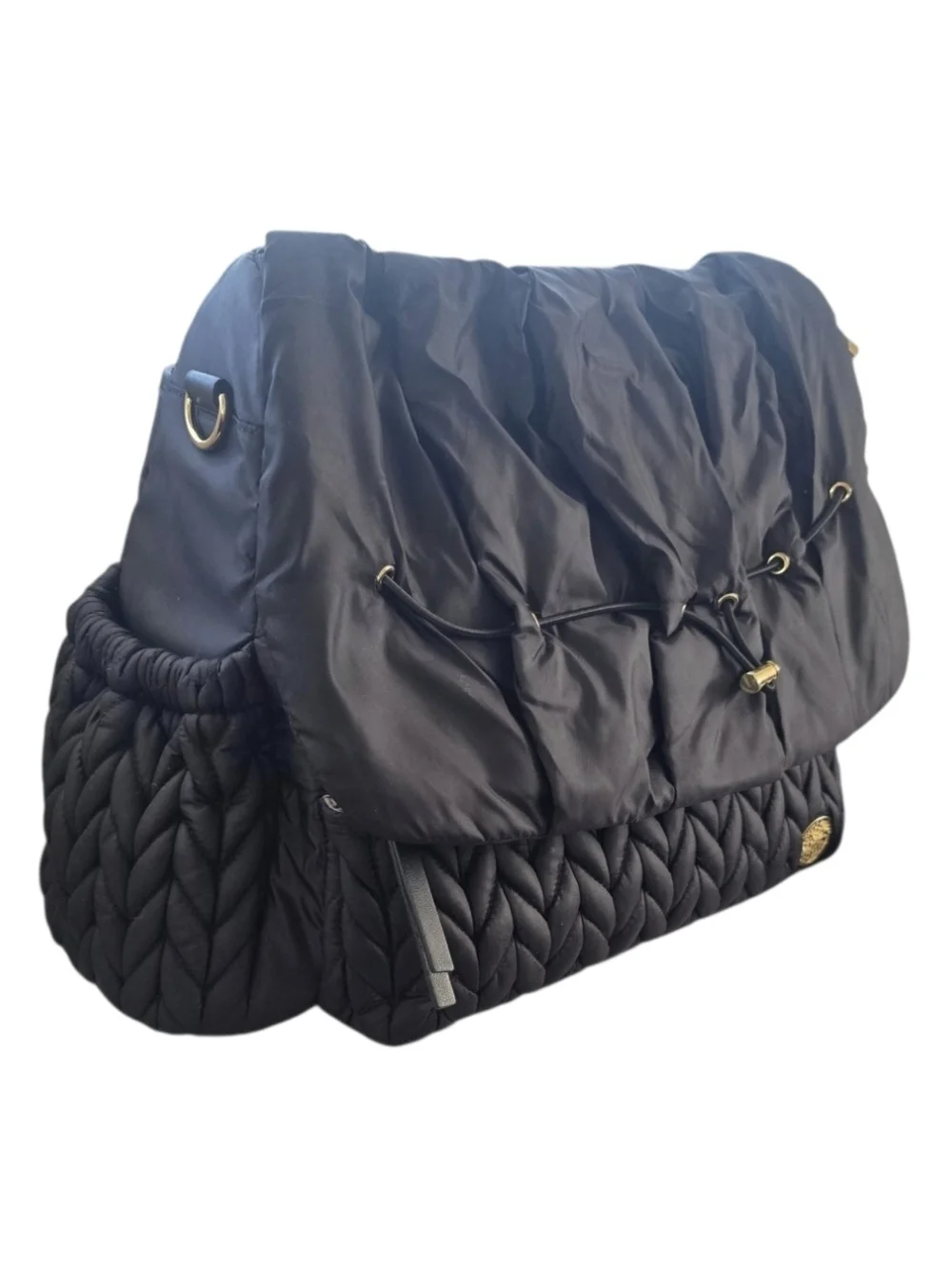 HAPP Brand Levy Diaper Bag Backpack - Black Herringbone